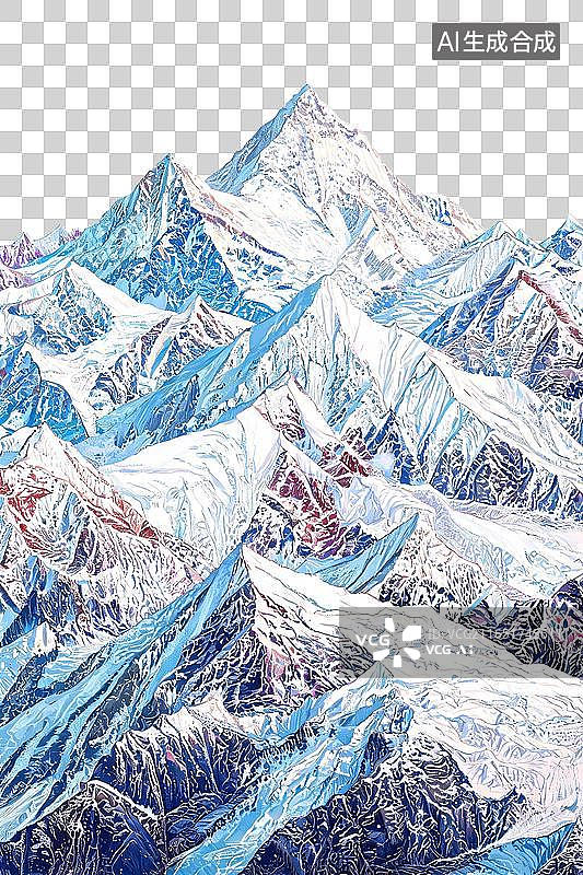 【AI数字艺术】雪山峰峦叠嶂图片素材