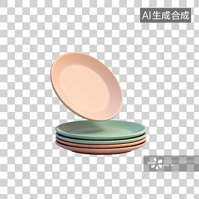 【AI数字艺术】清新色彩的空餐盘图片素材