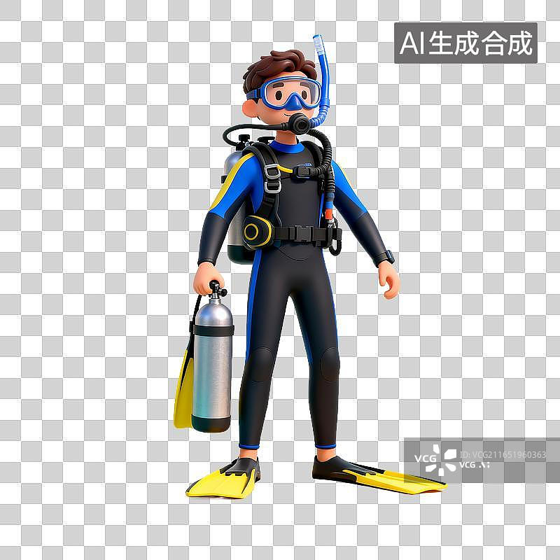 【AI数字艺术】卡通潜水员图片素材