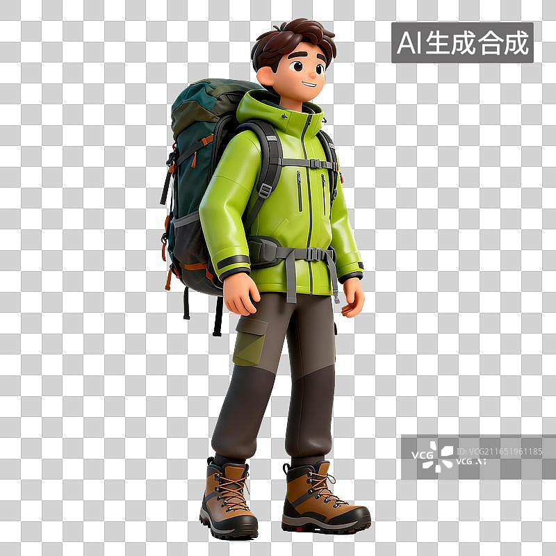 【AI数字艺术】户外徒步登山的年轻男性人物图片素材