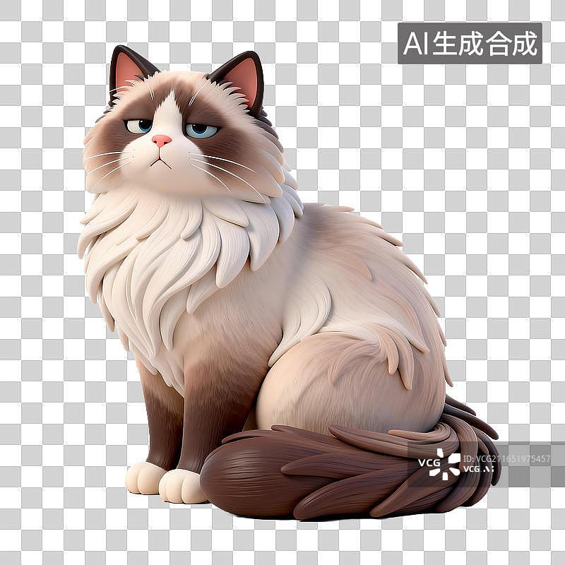 【AI数字艺术】3D卡通布偶猫形象摆件图片素材