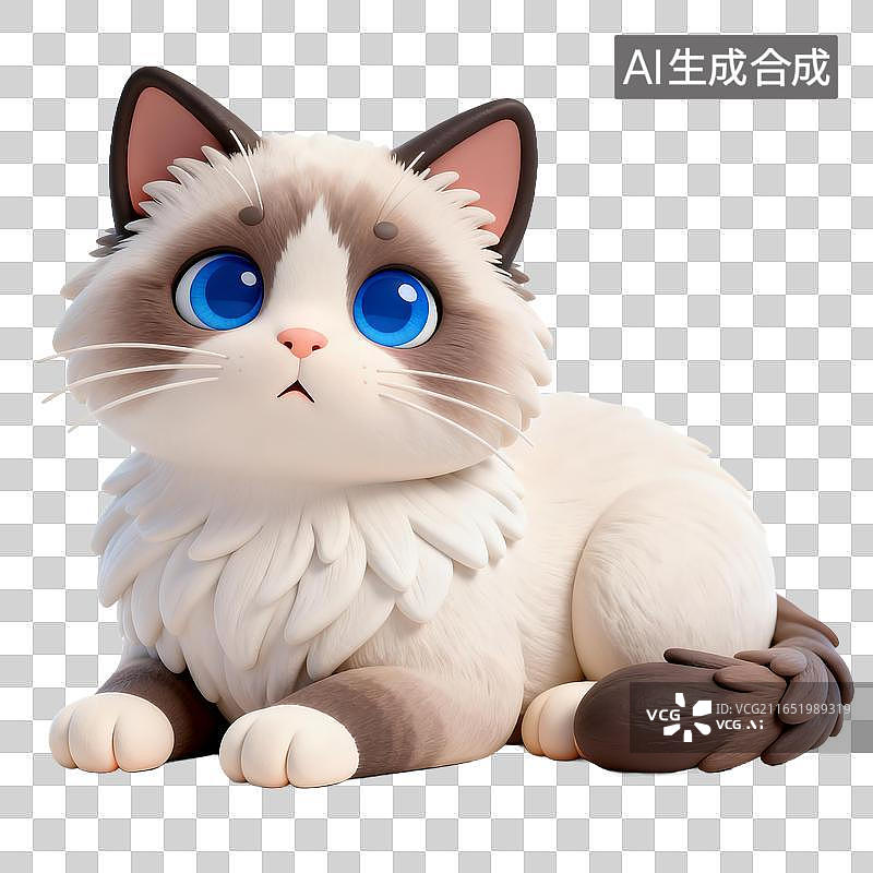 【AI数字艺术】可爱布偶猫卡通形象插画图片素材