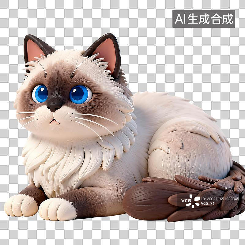 【AI数字艺术】可爱布偶猫卡通形象插画图片素材