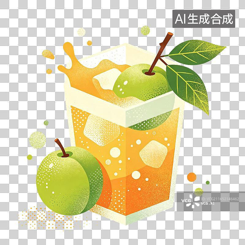 【AI数字艺术】青梅果汁饮料插画图片素材