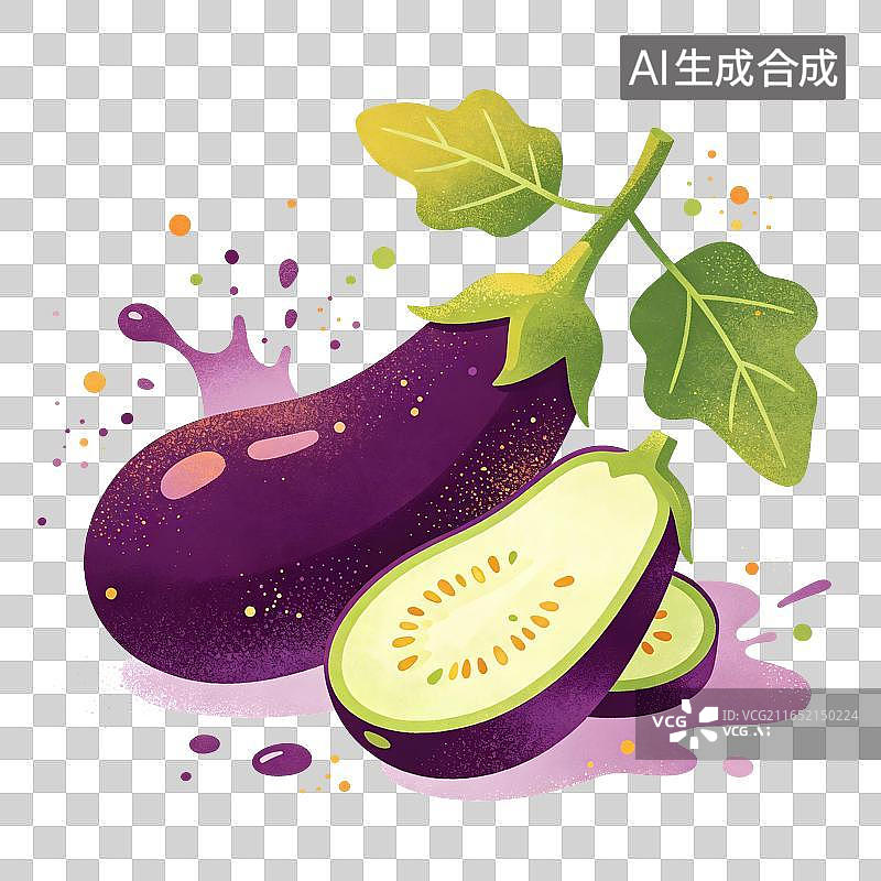 【AI数字艺术】茄子插画图片素材