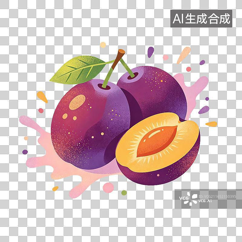 【AI数字艺术】西梅水果插画图片素材