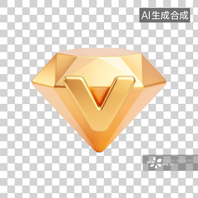 【AI数字艺术】金色钻石VIP插画元素图片素材