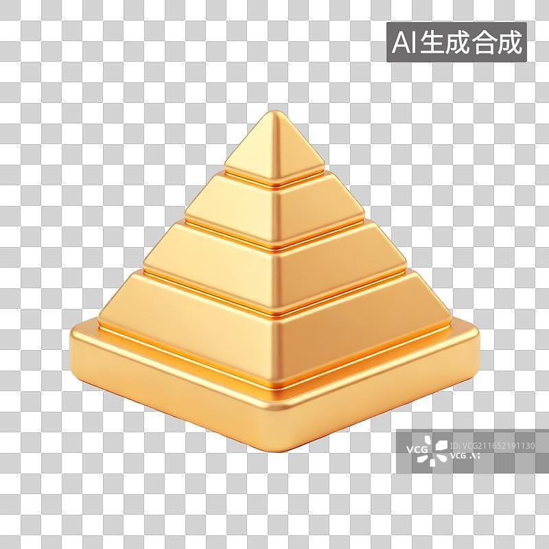 【AI数字艺术】金色金字塔层级结构插画元素图片素材