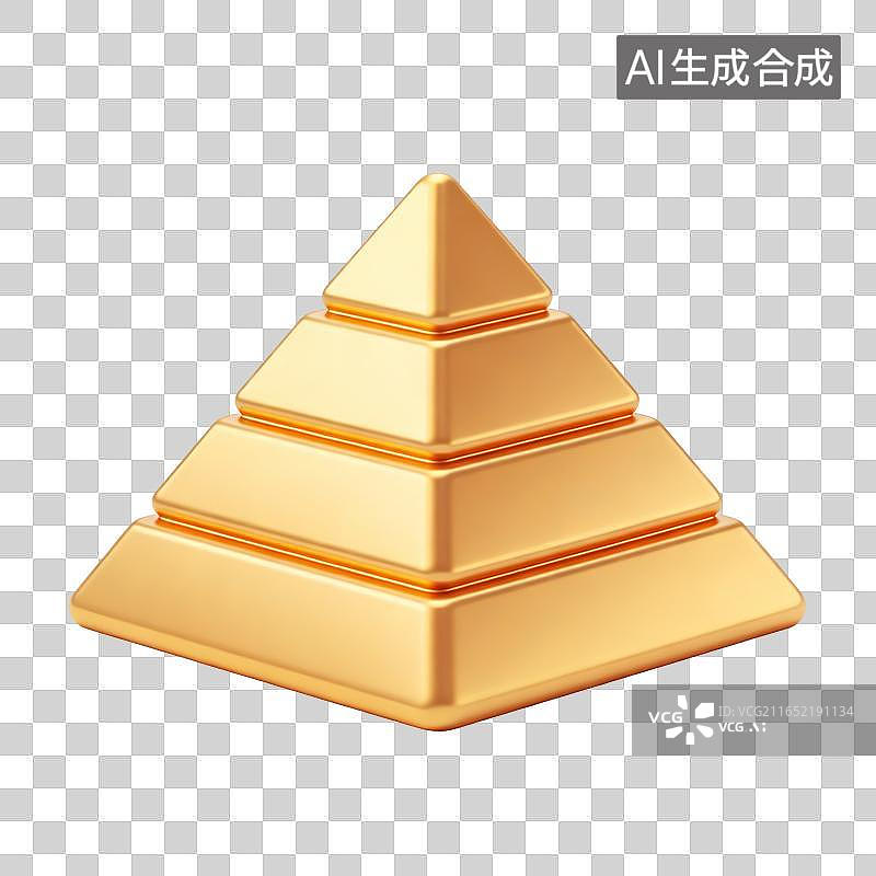 【AI数字艺术】金色金字塔层级结构插画元素图片素材