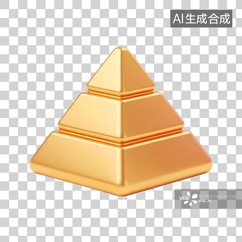 【AI数字艺术】金色金字塔层级结构插画元素图片素材