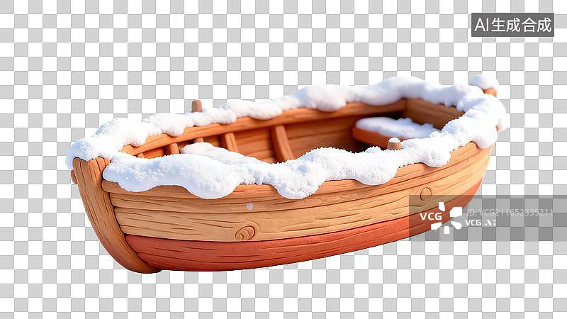 【AI数字艺术】雪覆盖的木质小船图片素材