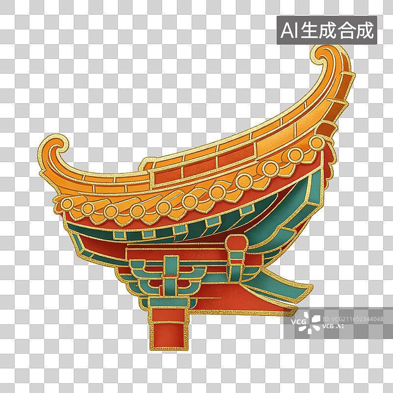 【AI数字艺术】国风古建筑飞檐局部特写插画元素图片素材