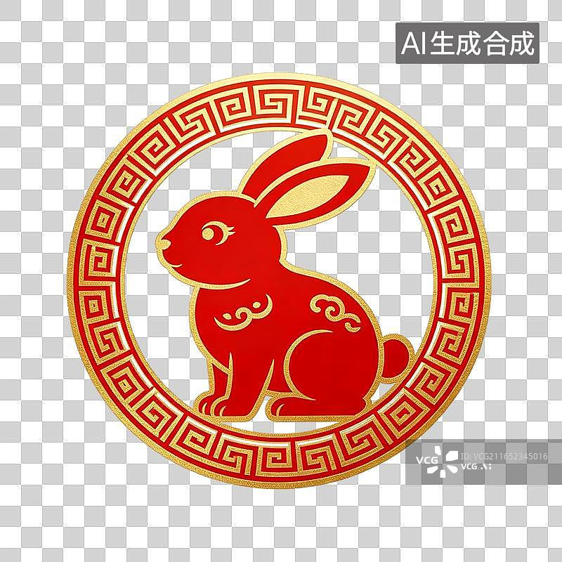 【AI数字艺术】古风玉兔生肖插画元素图片素材