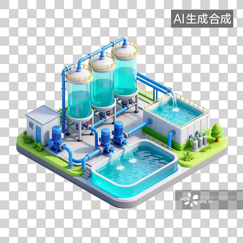 【AI数字艺术】工业水处理过滤及储液装置图片素材
