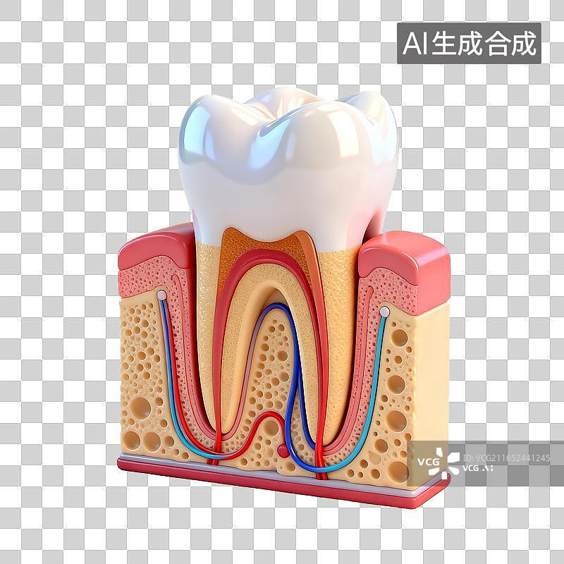 【AI数字艺术】人体磨牙及牙周组织解剖模型图片素材