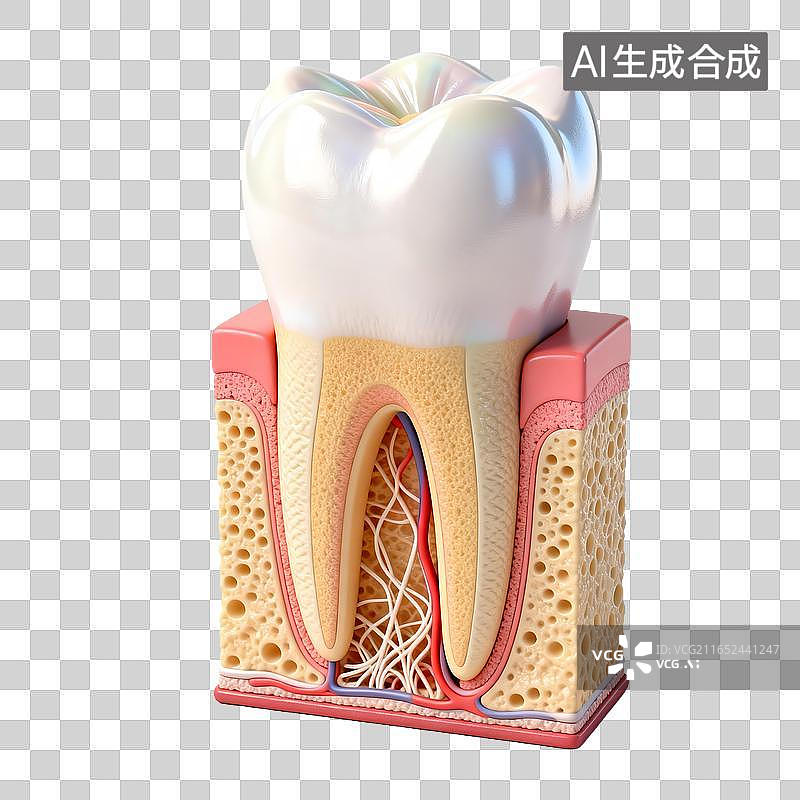 【AI数字艺术】人体磨牙及牙周组织解剖模型图片素材