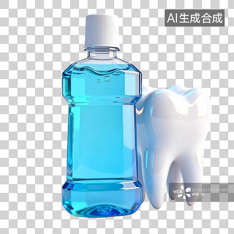 【AI数字艺术】漱口水与健康牙齿展示口腔护理图片素材
