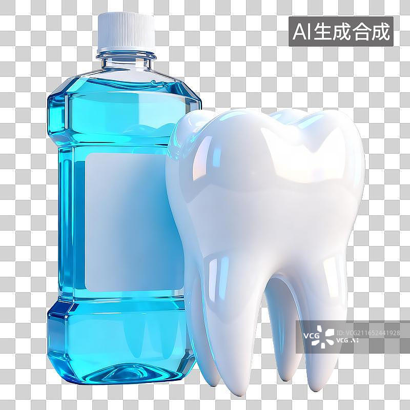 【AI数字艺术】漱口水与健康牙齿展示口腔护理图片素材