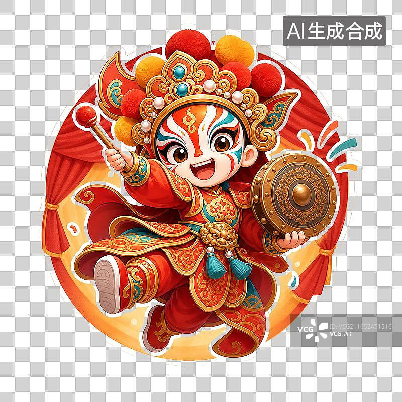 【AI数字艺术】四川川剧变脸帘幕底衬Q版贴纸免抠PNG素材图片素材