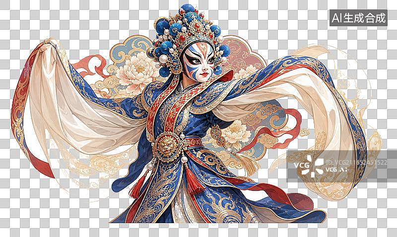 【AI数字艺术】四川川剧变脸蜀锦底衬商业插画免抠素材图片素材