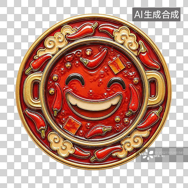 【AI数字艺术】四川成都红油火锅徽章风免抠PNG元素图片素材