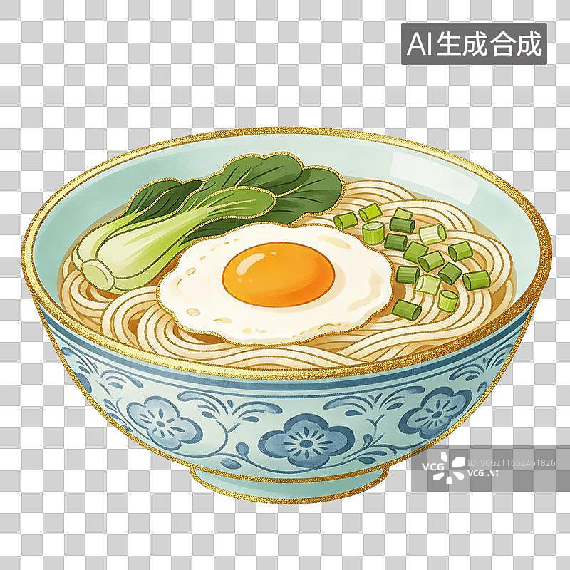 【AI数字艺术】国风汤面美食插画元素图片素材