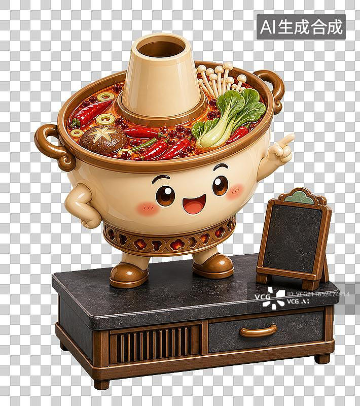【AI数字艺术】四川火锅餐台底座3D摆件免抠PNG元素图片素材