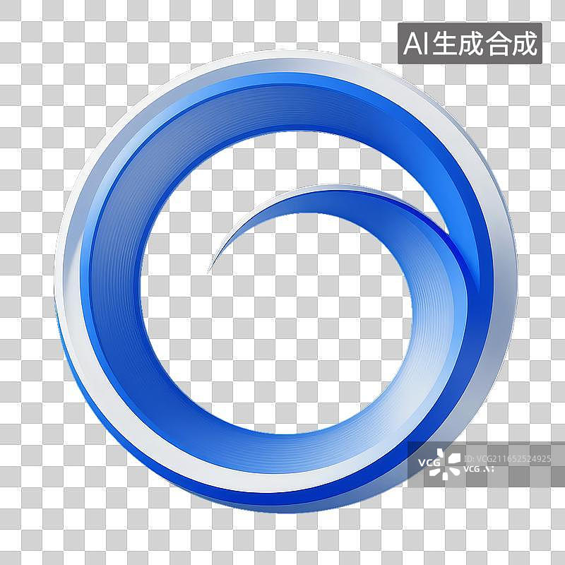 【AI数字艺术】蓝色螺旋环形抽象图形标志图片素材