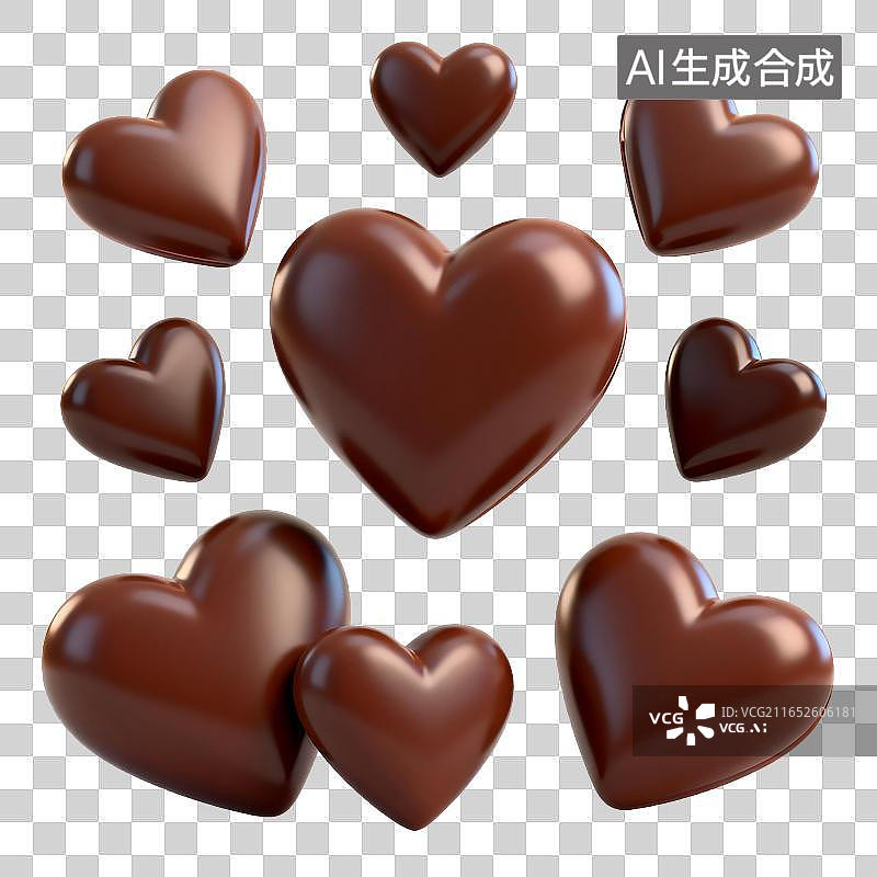 【AI数字艺术】多款光泽丝滑的巧克力爱心图形图片素材