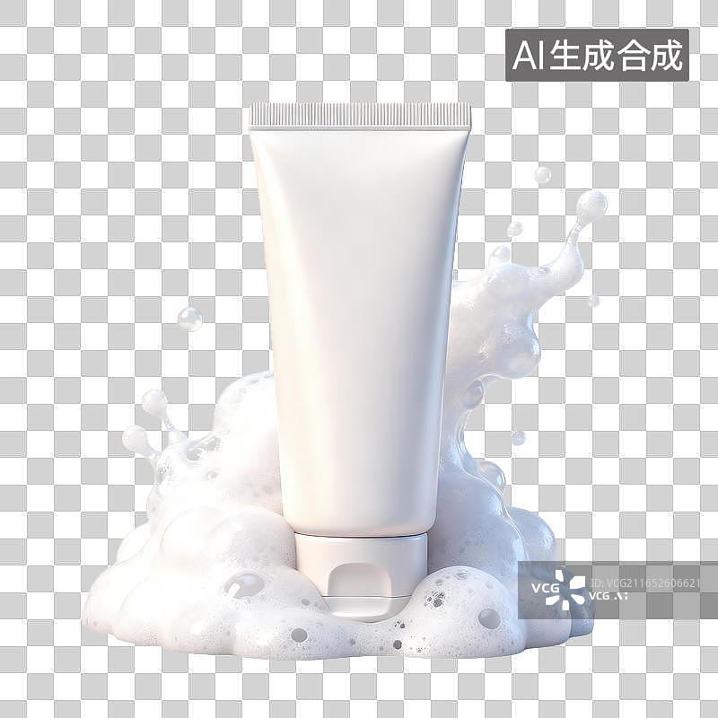 【AI数字艺术】空白洁面管配泡沫洗面奶图片素材