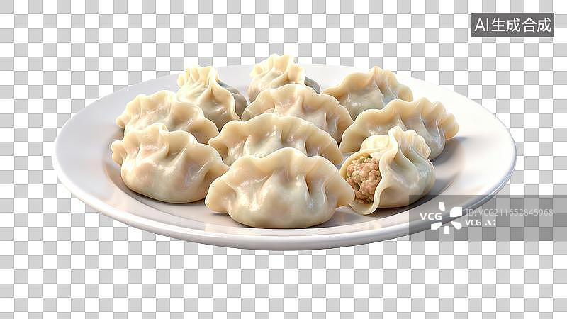【AI数字艺术】盘中饺子特写美食诱人图片素材