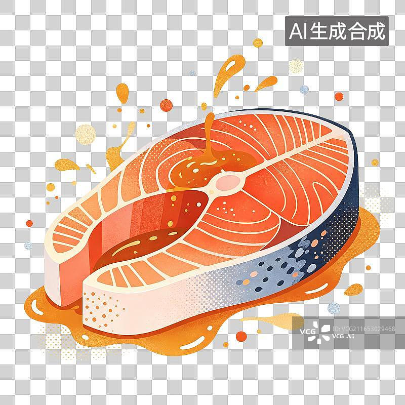 【AI数字艺术】三文鱼块插画图片素材