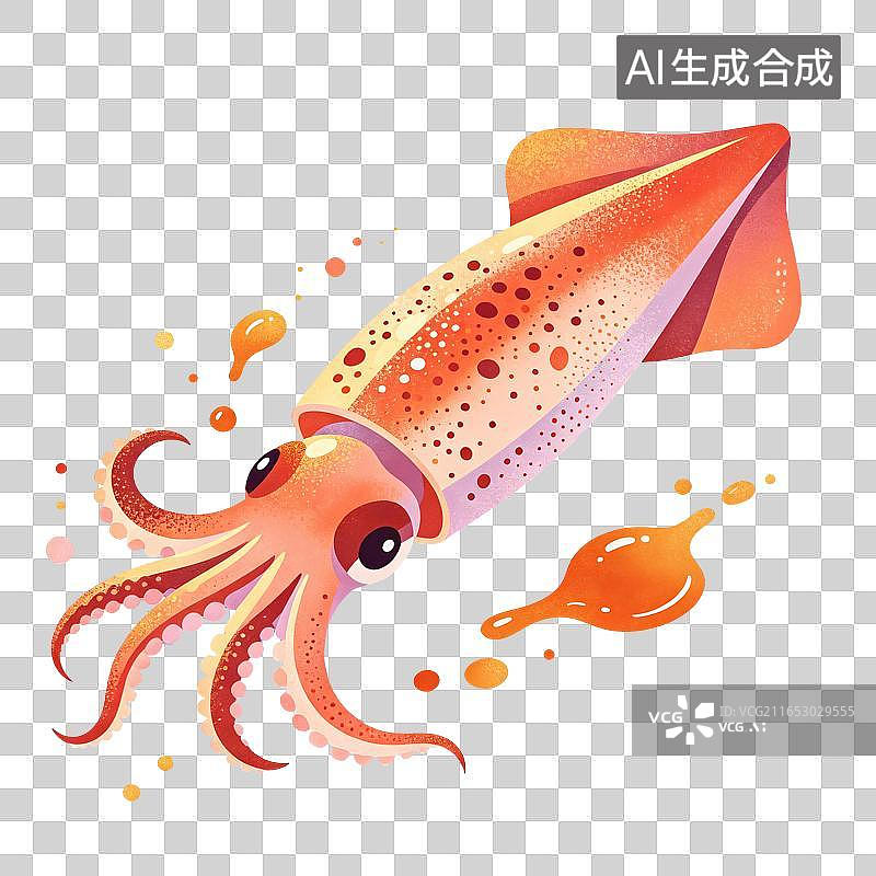 【AI数字艺术】鱿鱼海鲜插画图片素材
