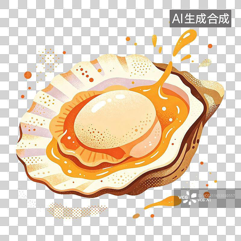 【AI数字艺术】扇贝海鲜插画图片素材