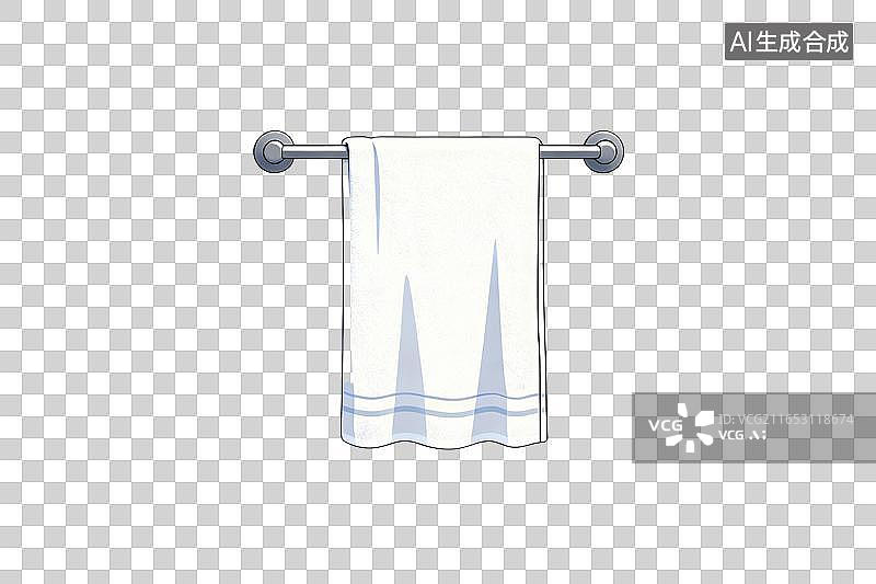 【AI数字艺术】插画风格，毛巾架上的晾晒的毛巾PNG格式的免扣元素图片素材