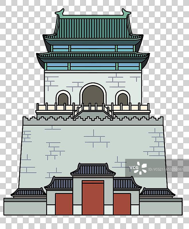 城市系列插画北京钟楼图片素材