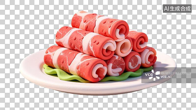 【AI数字艺术】新鲜肉卷摆盘图片素材