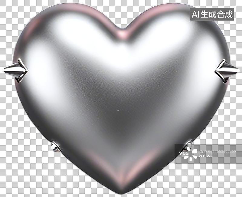 【AI数字艺术】3D金属哑光心形图案图片素材