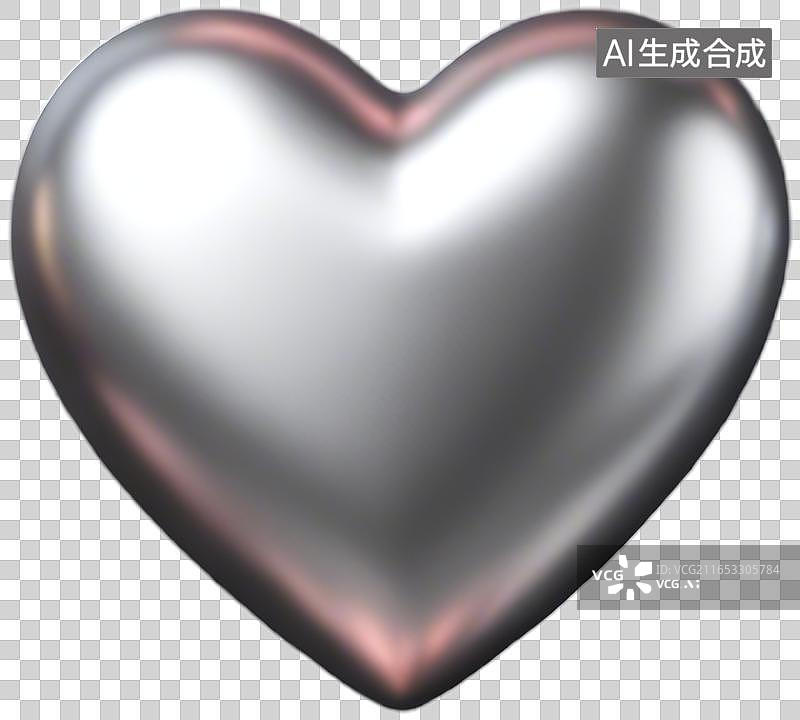 【AI数字艺术】3D金属哑光心形图标图片素材