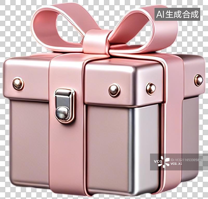 【AI数字艺术】玫瑰金3D金属礼盒图片素材