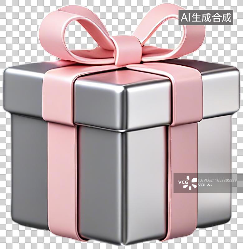 【AI数字艺术】3D金属哑光礼物盒图片素材