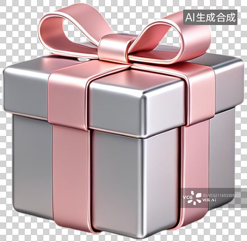【AI数字艺术】3D金属哑光礼物盒图片素材
