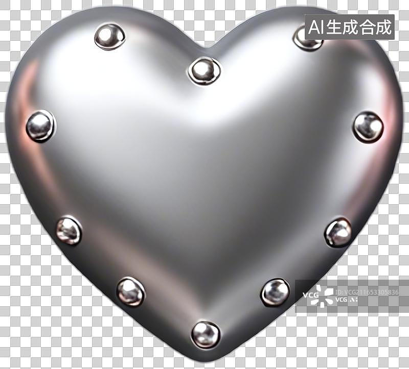 【AI数字艺术】3D金属哑光心形免抠元素图片素材