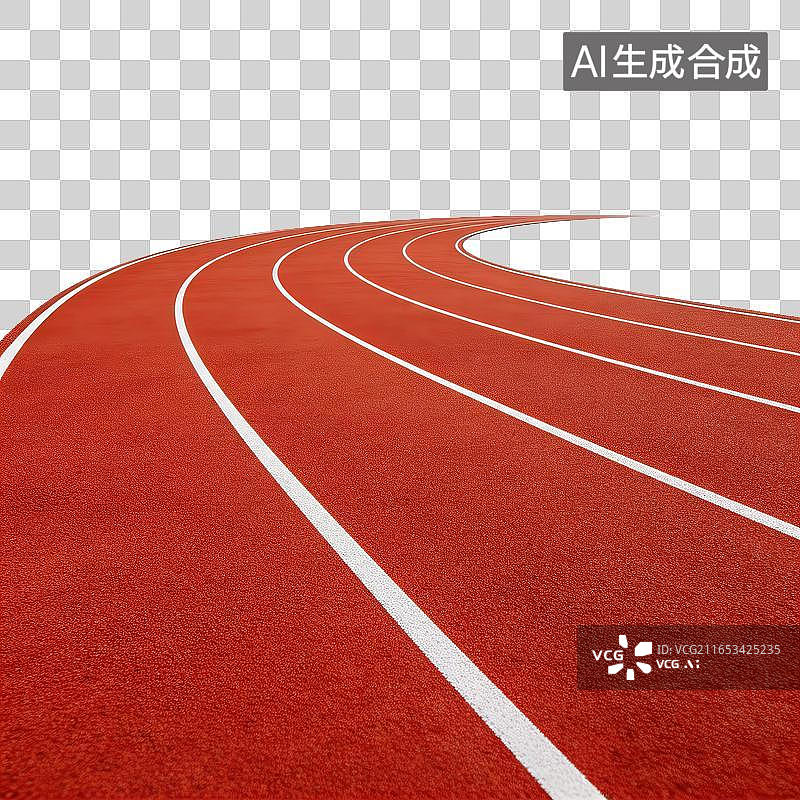 【AI数字艺术】红色塑胶田径跑道弯道图片素材