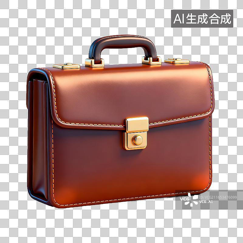 【AI数字艺术】商务棕色皮质公文包金属配件精致图片素材