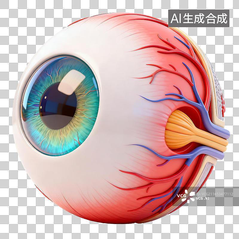 【AI数字艺术】人眼球解剖结构剖面示意图图片素材