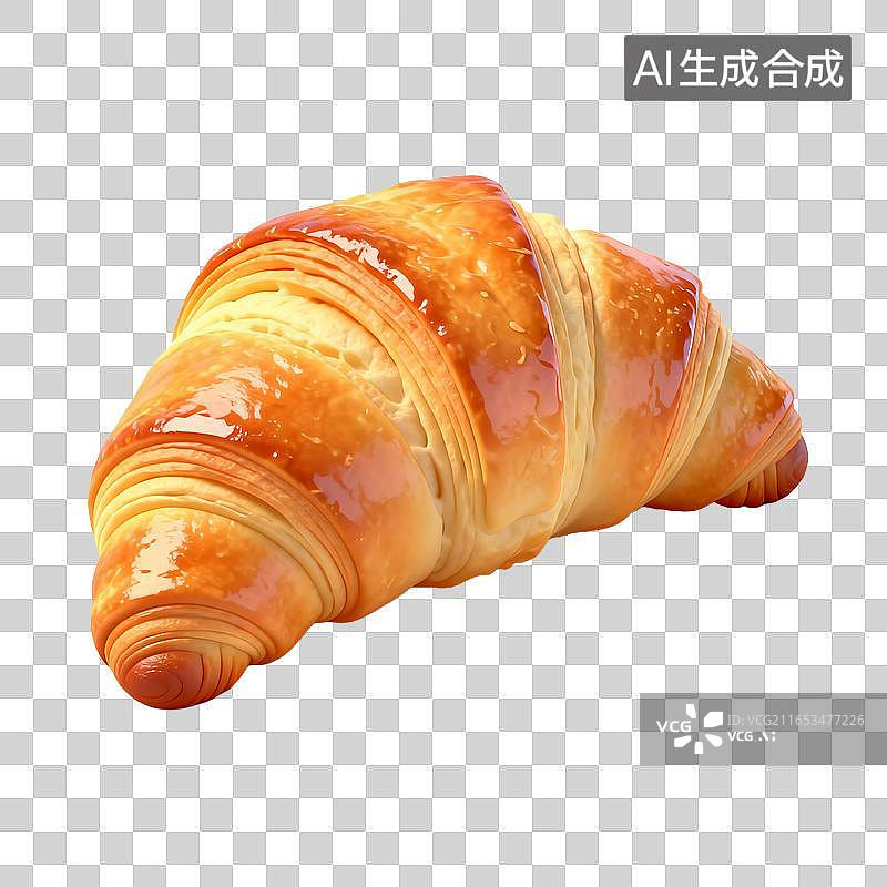 【AI数字艺术】新鲜出炉的黄油起酥牛角包图片素材