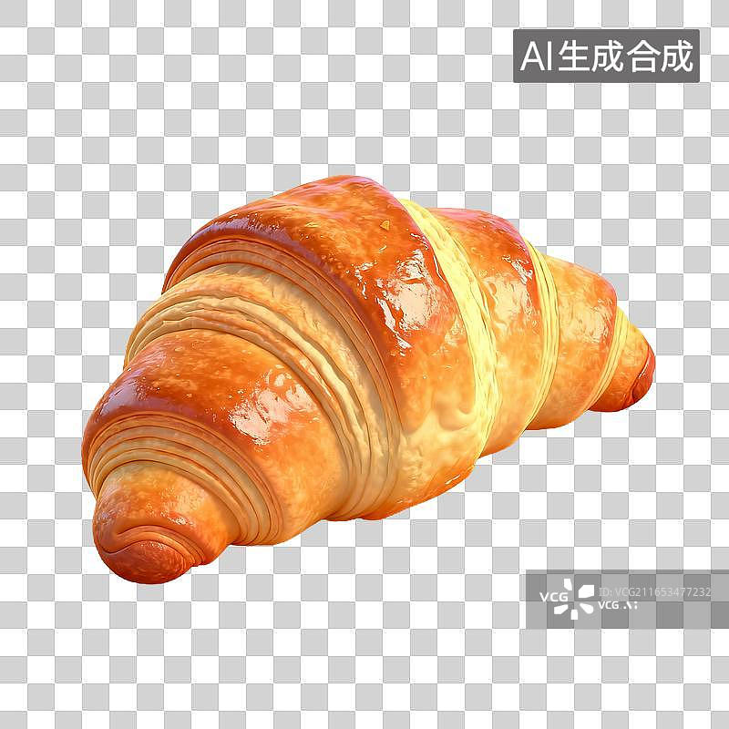【AI数字艺术】新鲜出炉的黄油起酥牛角包图片素材