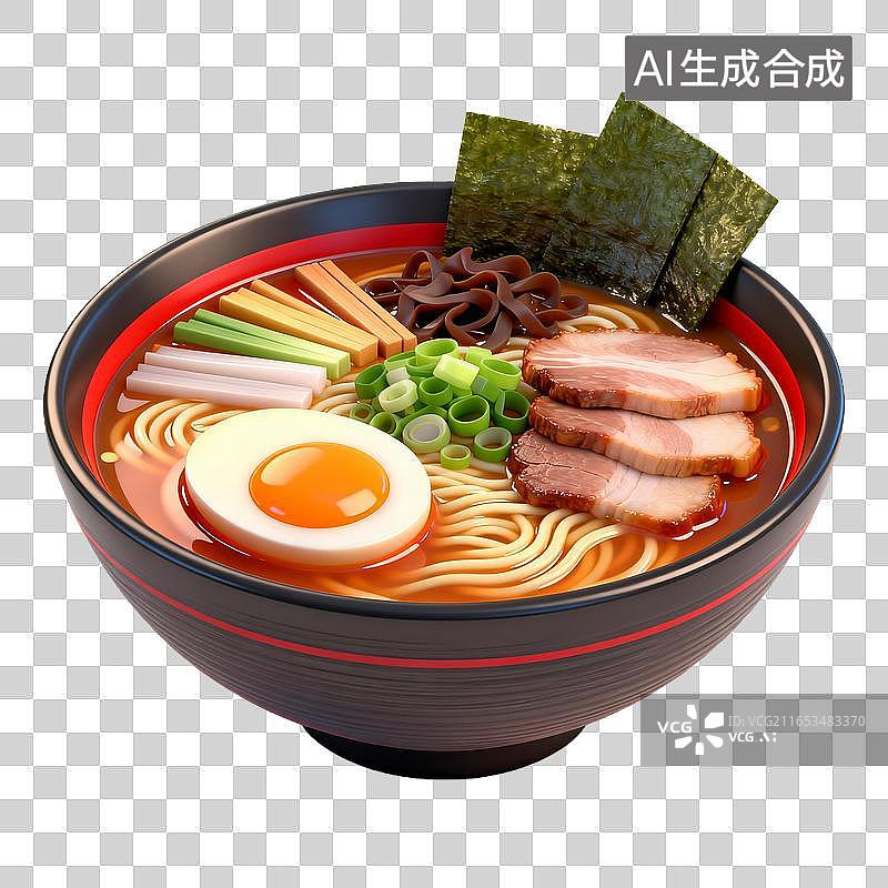 【AI数字艺术】盛有丰富配料的日式拉面图片素材