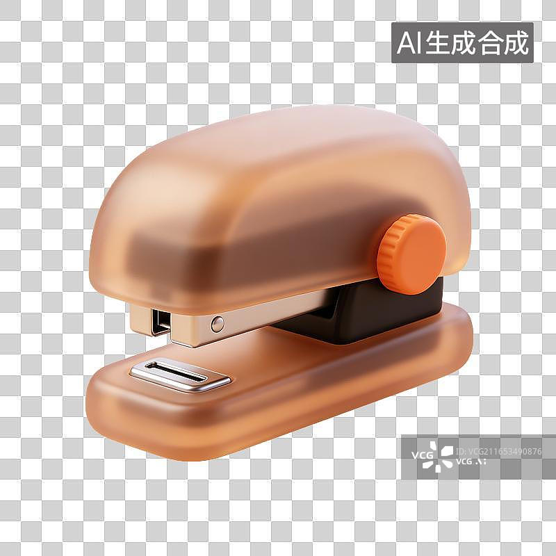 【AI数字艺术】3D磨砂玻璃材质订书机办公文具纸质装订文件文档整理元素图片素材